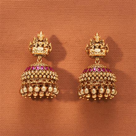 Antique Jhumki With Matte Gold Plating