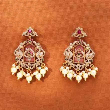 Antique Peacock Earring With Matte Gold Plating