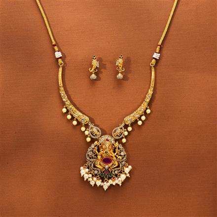 Antique Temple Necklace With Matte Gold Plating