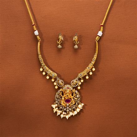 Antique Temple Necklace With Matte Gold Plating