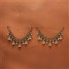 Antique Pearl Ear Chain With Mehndi Plating