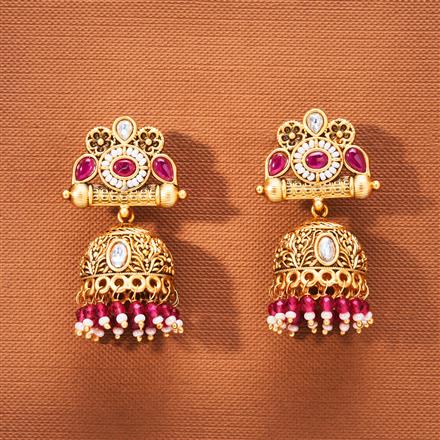 Antique Jhumki With Matte Gold Plating