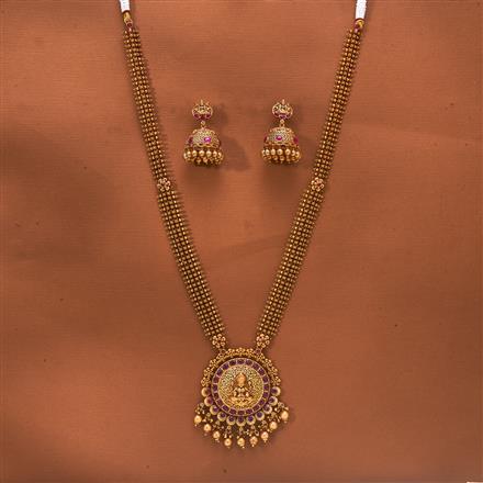 Antique South Indian Necklace With Matte Gold Plating