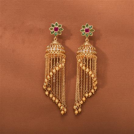 Antique Jhumki With Matte Gold Plating