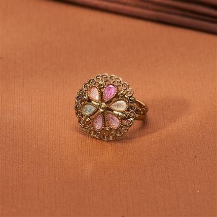 Antique Adjustable Ring With Mehndi Plating