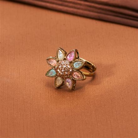 Antique Adjustable Ring With Mehndi Plating
