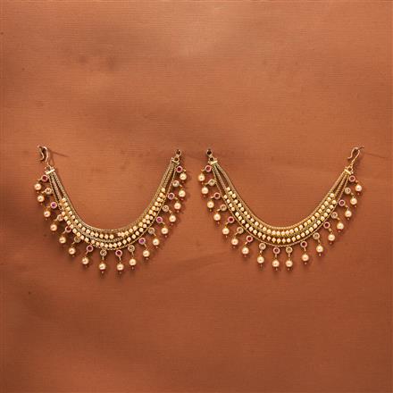 Antique Pearl Ear Chain With Gold Plating