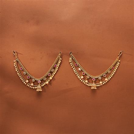 Antique Moti Ear Chain With Gold Plating