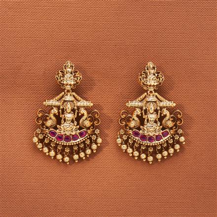 Antique South Indian Earring With Matte Gold Plating