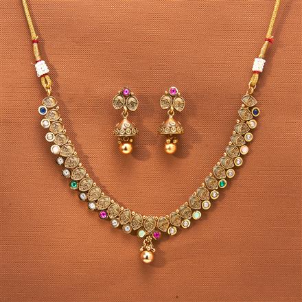 Antique Delicate Necklace With Matte Gold Plating