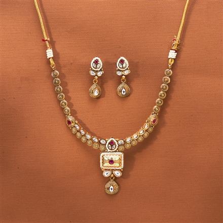 Antique Meenakari Necklace With Matte Gold Plating