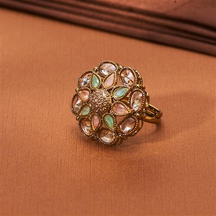 Antique Adjustable Ring With Mehndi Plating