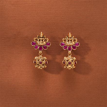 Antique Temple Earring With Matte Gold Plating