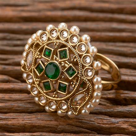 Antique Adjustable Ring With Mehndi Plating