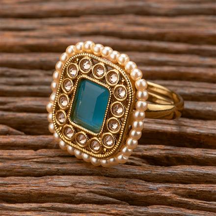 Antique Adjustable Ring With Mehndi Plating