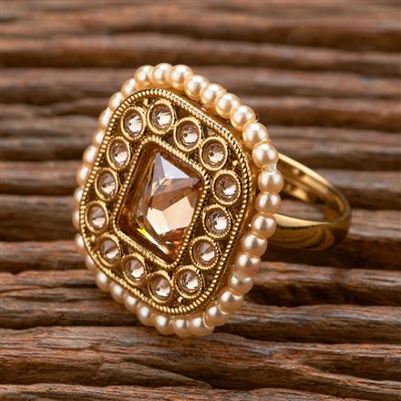 Antique Adjustable Ring With Mehndi Plating