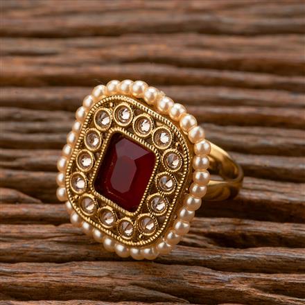 Antique Adjustable Ring With Mehndi Plating