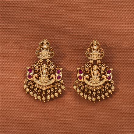Antique Temple Earring With Matte Gold Plating