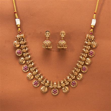 Antique Temple Necklace With Matte Gold Plating