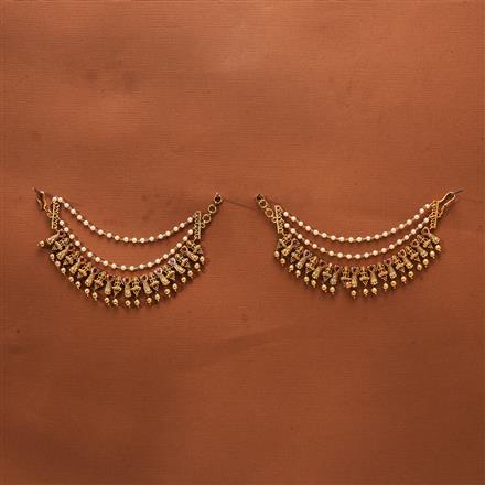 Antique South Indian Ear Chain With Matte Gold Plating