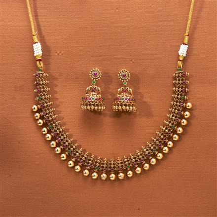 Antique South Indian Necklace With Matte Gold Plating
