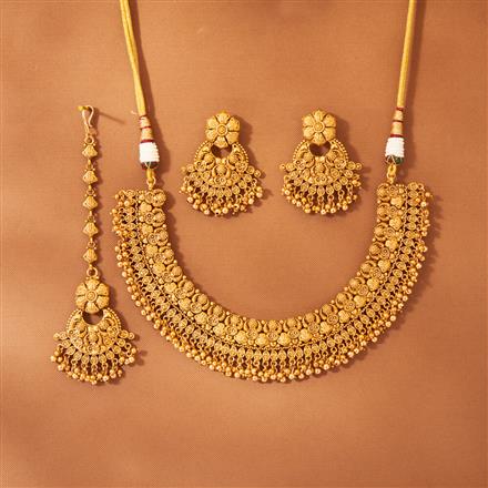 Antique Classic Necklace With Matte Gold Plating
