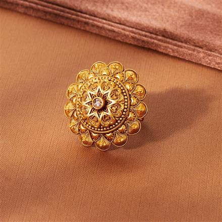 Antique Adjustable Ring With Matte Gold Plating