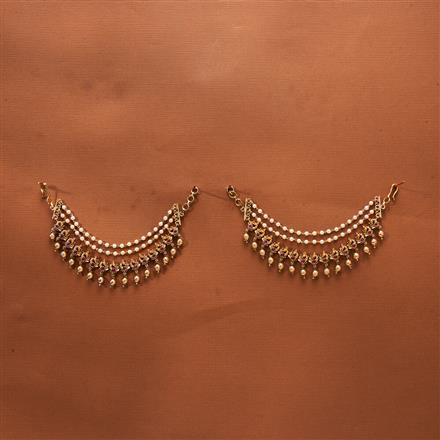 Antique South Indian Ear Chain With Matte Gold Plating