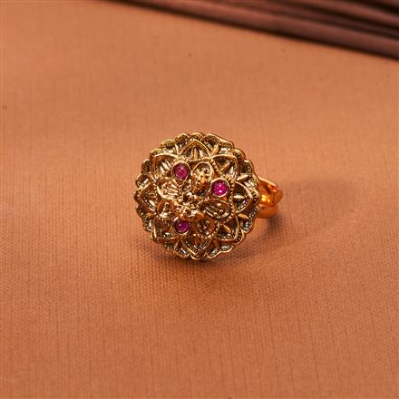 Antique Temple Ring With Matte Gold Plating