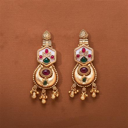 Antique Mother Of Pearl Earring With Matte Gold Plating