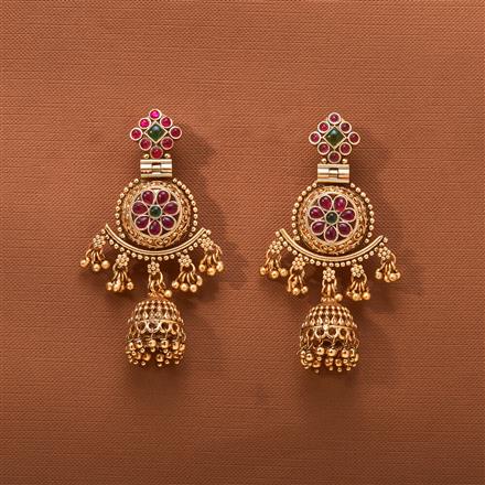Antique Jhumki With Matte Gold Plating