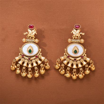 Antique Mother Of Pearl Earring With Matte Gold Plating