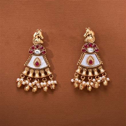 Antique Peacock Earring With Matte Gold Plating