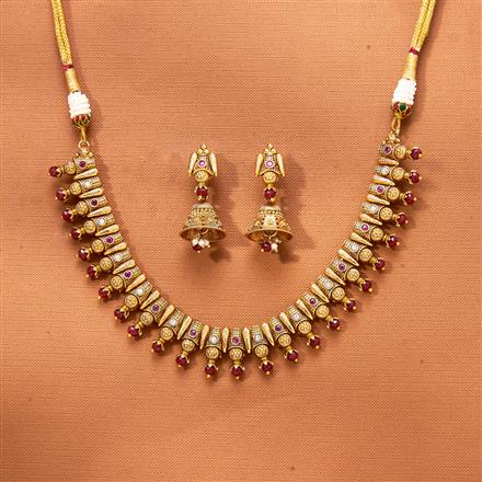 Antique Classic Necklace With Matte Gold Plating