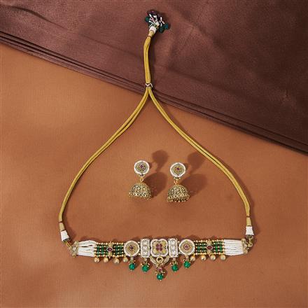 Antique Choker Necklace With Matte Gold Plating