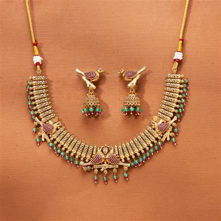 Antique Peacock Necklace With Gold Plating