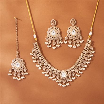 Antique Moti Necklace With Mehndi Plating