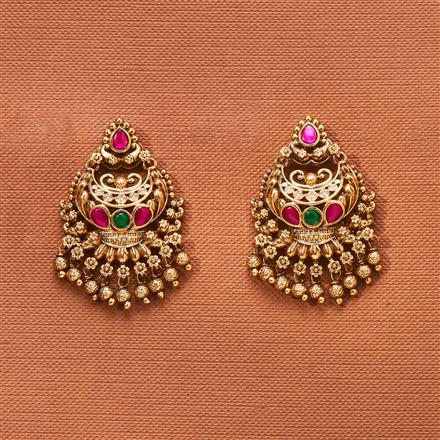 Antique Chand Earring With Matte Gold Plating