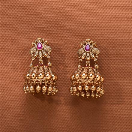 Antique Jhumki With Matte Gold Plating