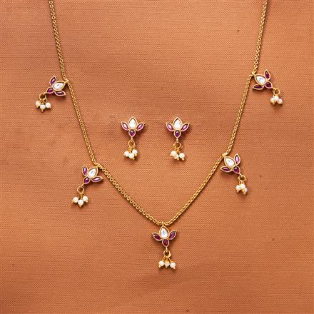 Antique Pearl Necklace With Matte Gold Plating