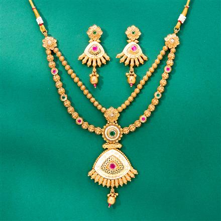 Antique Meenakari Necklace With Matte Gold Plating