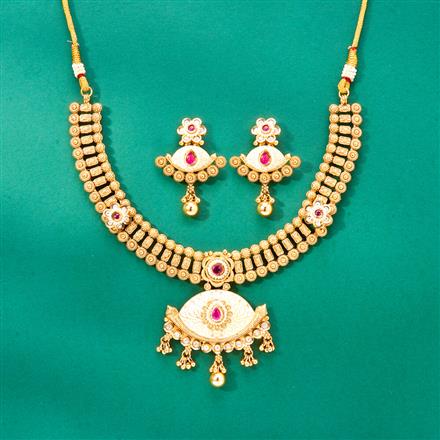 Antique Meenakari Necklace With Matte Gold Plating