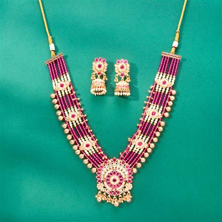 Antique Moti Necklace With Rose Gold Plating