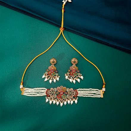 Antique Choker Necklace With Mehndi Plating