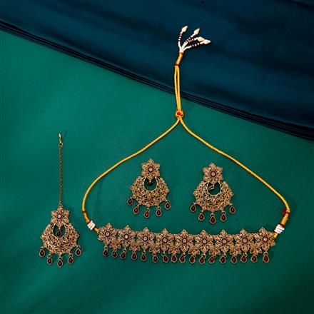 Antique Choker Necklace With Mehndi Plating