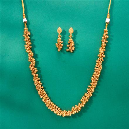 Antique Plain Gold Mala Necklace With Gold Plating