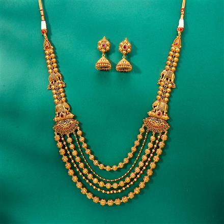 Antique South Indian Necklace With Matte Gold Plating