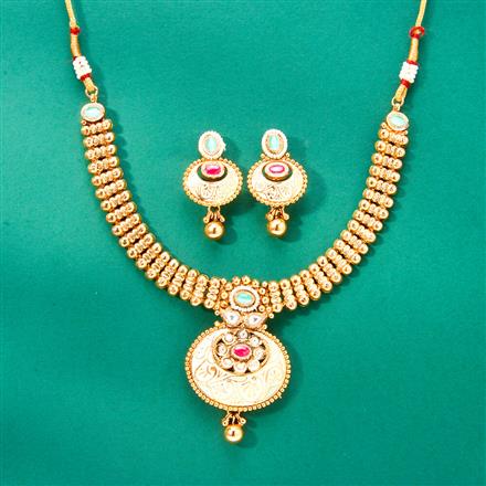 Antique Meenakari Necklace With Matte Gold Plating