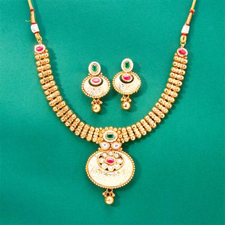 Antique Meenakari Necklace With Matte Gold Plating