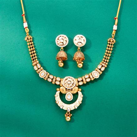 Antique Meenakari Necklace With Matte Gold Plating
